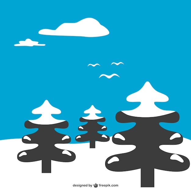 Download Winter landscape with snow-covered pine trees Vector | Free Download