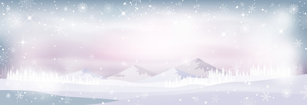 Download Premium Vector | Winter landscape with snow and forest pine tree in pastel tone