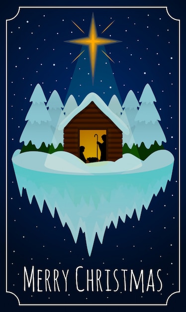 Download Winter nativity scene christmas card | Premium Vector