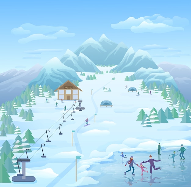 Download Free Vector | Winter recreational park template