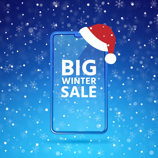 Download Premium Vector | Winter sale mobile phone screen mockup ...