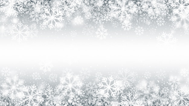 Premium Vector | Winter season falling snow border 3d effect