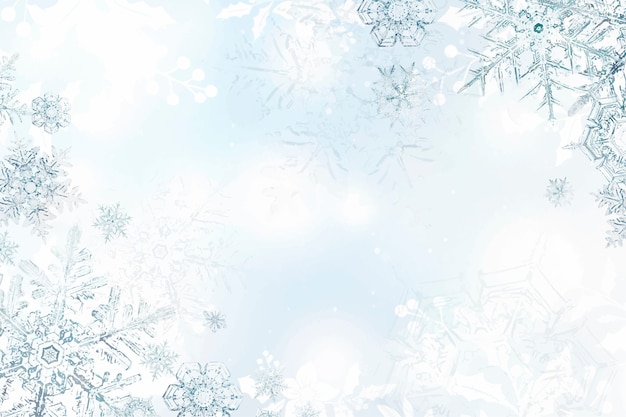 冬の雪の結晶の背景 無料のベクター