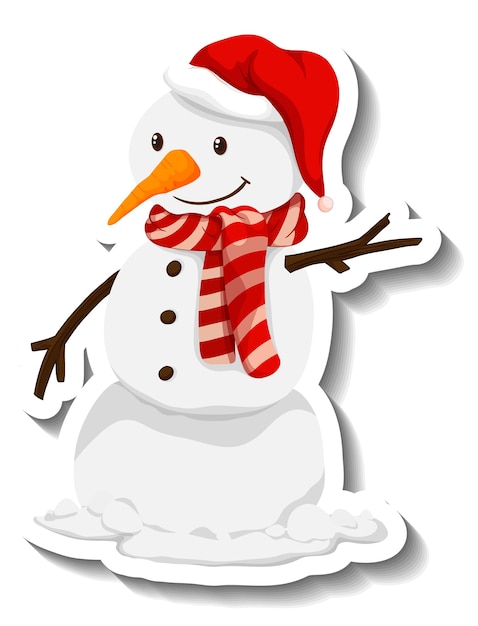 Free Vector | Winter snowman cartoon sticker