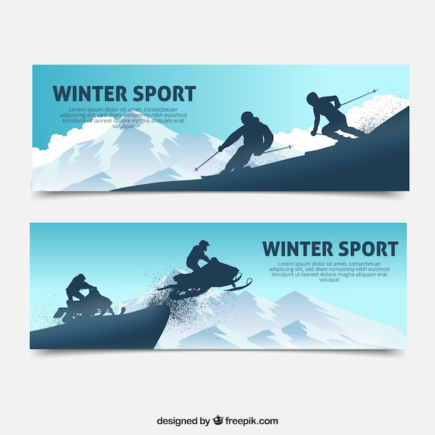 Winter sport banners with two persons