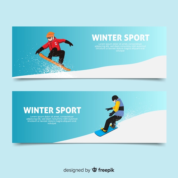 Premium Vector | Winter sport banners