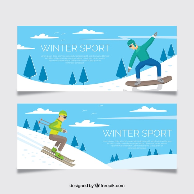 Winter sports concept banners with
snowboarder