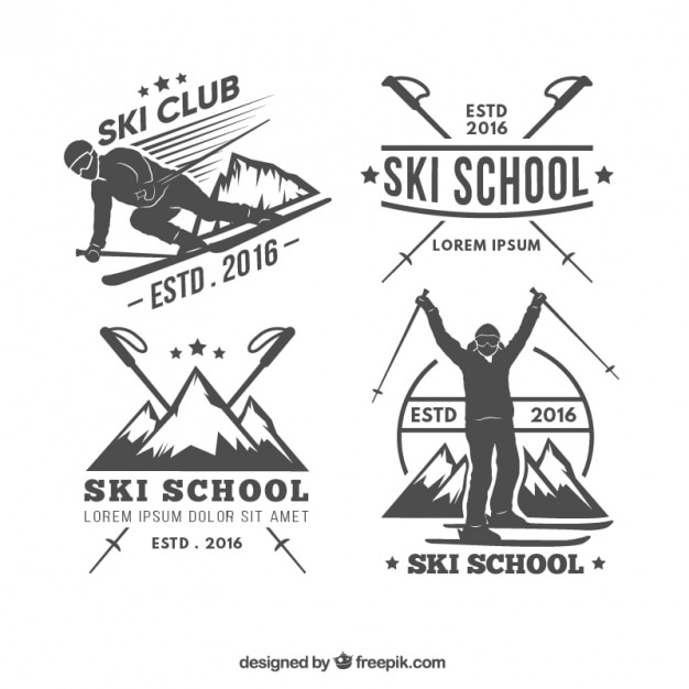 Winter sports retro stickers pack