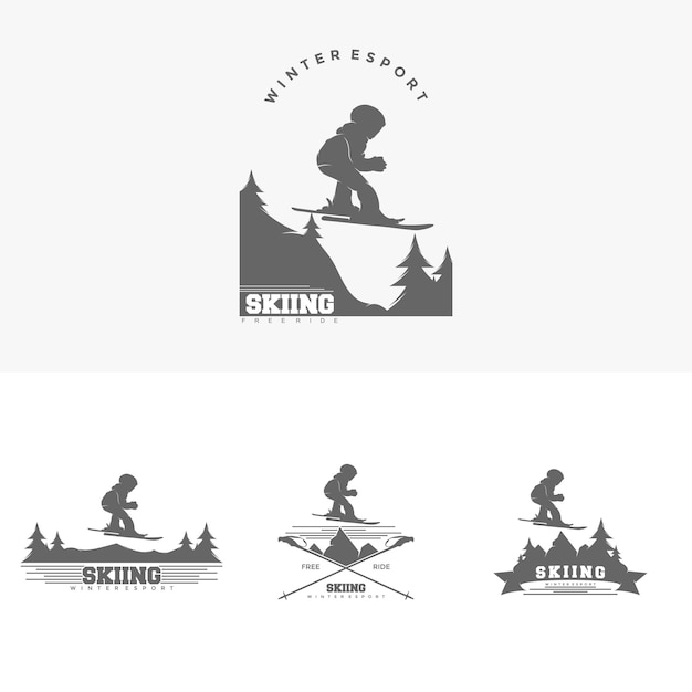 Premium Vector | Winter sports skiing logo design template illustration ...