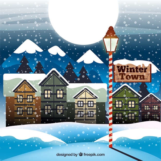 Free Vector Winter town illustration