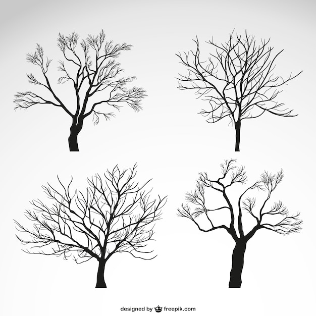 Download Winter trees silhouettes | Free Vector