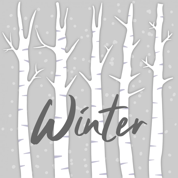 白樺の木の背景と冬 プレミアムベクター