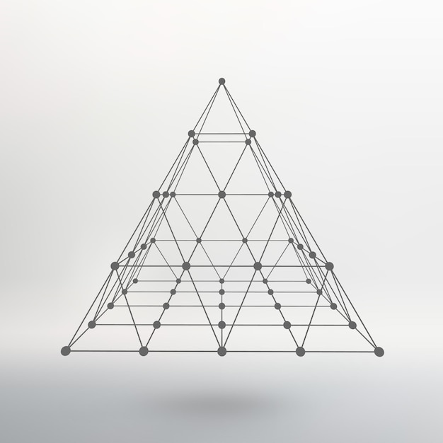 Premium Vector | Wireframe mesh polygonal pyramid pyramid of the lines ...