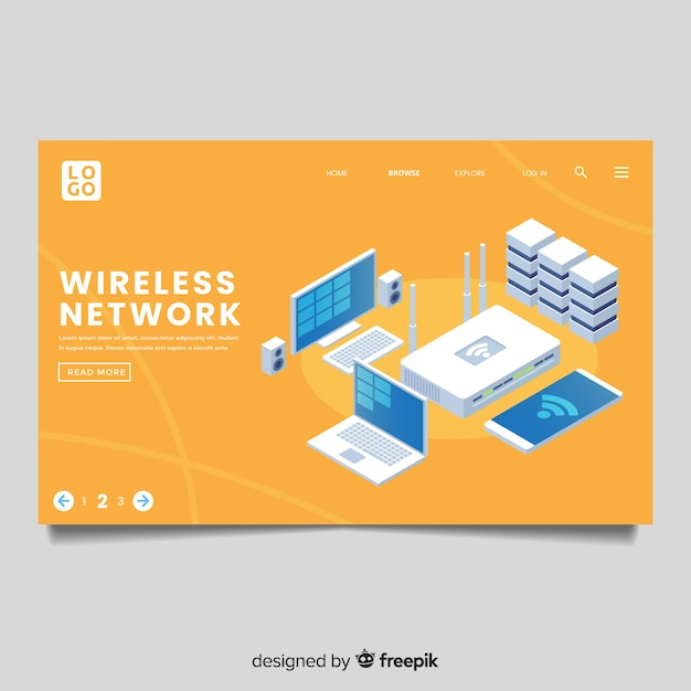 Wireless network landing page Free Vector