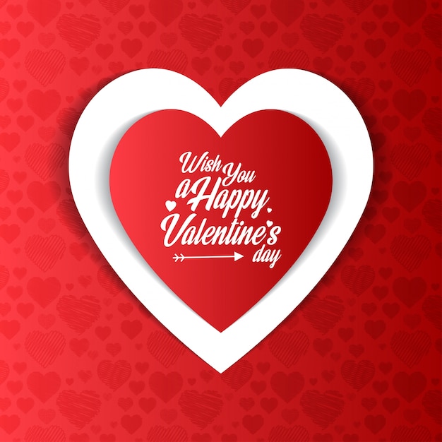 Wish you a Happy Valentine\'s day with red\
pattern background