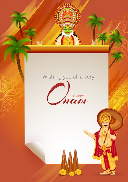 Premium Vector Wishing You All A Very Happy Onam Festival Message Card