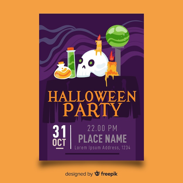 Free Vector | Witchcraft decorations for halloween flyer