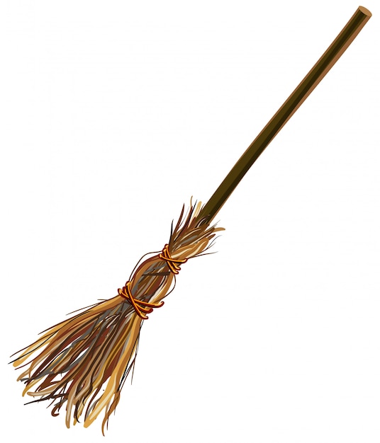 Premium Vector | Witches broom stick. old broom.