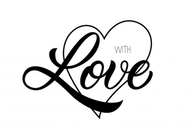 With love lettering Vector | Premium Download