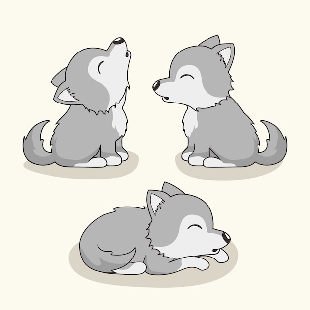 Premium Vector | Wolf cartoon cute animals