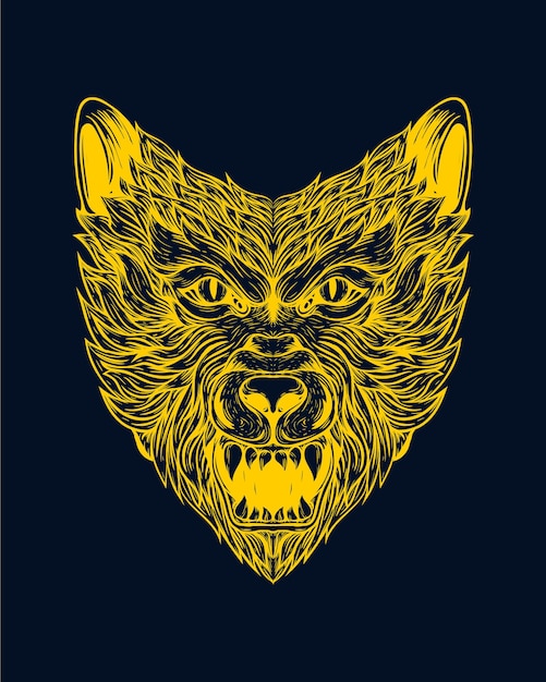 Premium Vector | Wolf face line art illustration