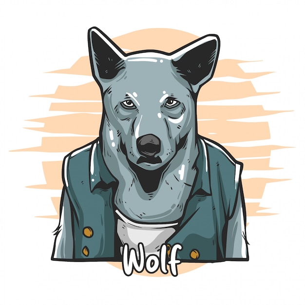 Premium Vector | Wolf gangster illustration