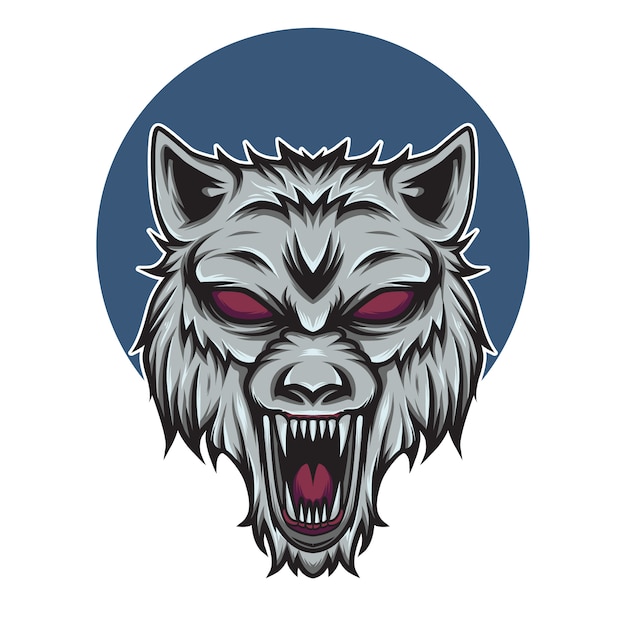 オオカミの頭のロゴマスコットイラスト プレミアムベクター