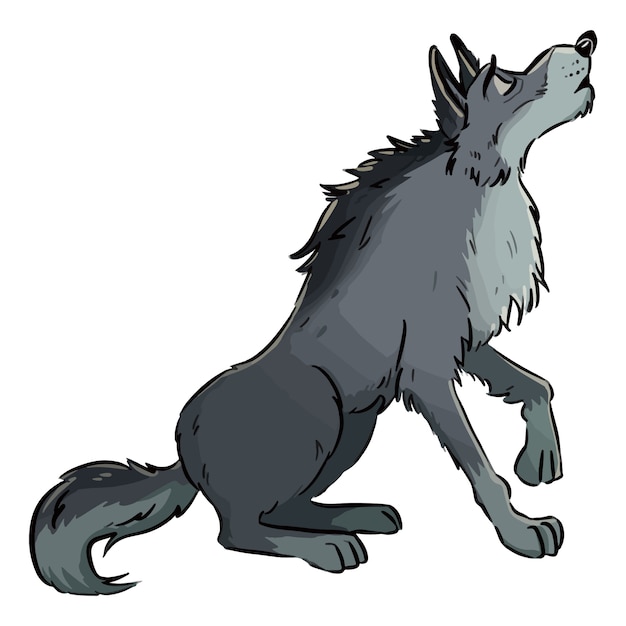 Premium Vector Wolf Howling On The Moon Dog Or Wolf Lineart Cartoon Illustration