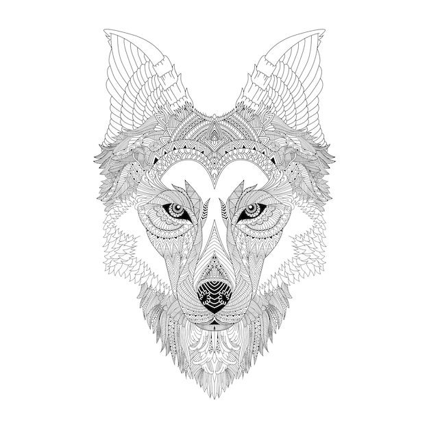 Wolf mandala art Vector | Premium Download