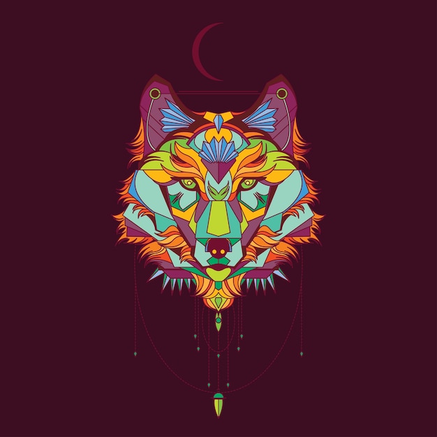 Download Wolf Mandala Illustration Vector | Premium Download