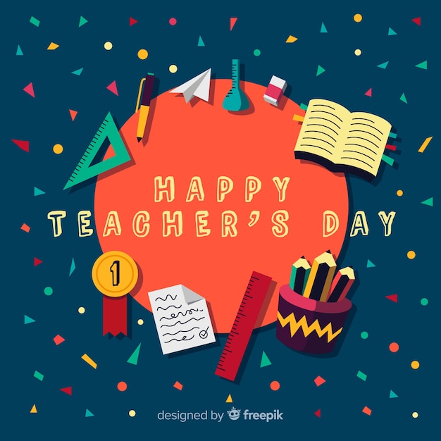 Wolrd teacher\'s day composition with flat\
design