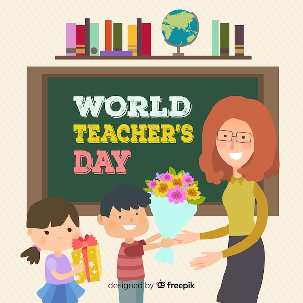 Wolrd teacher's day composition with flat
design