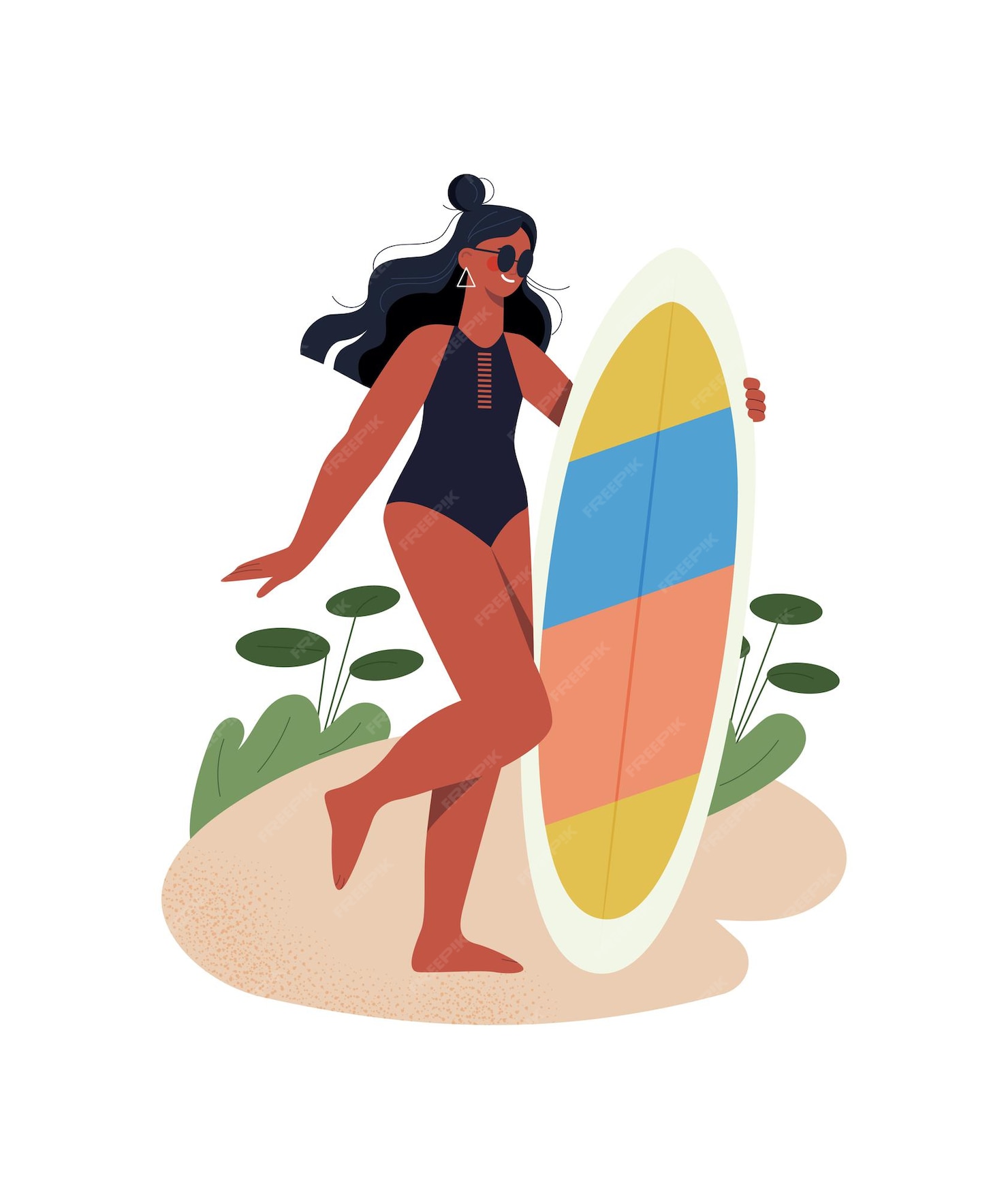 Premium Vector | Woman on beach