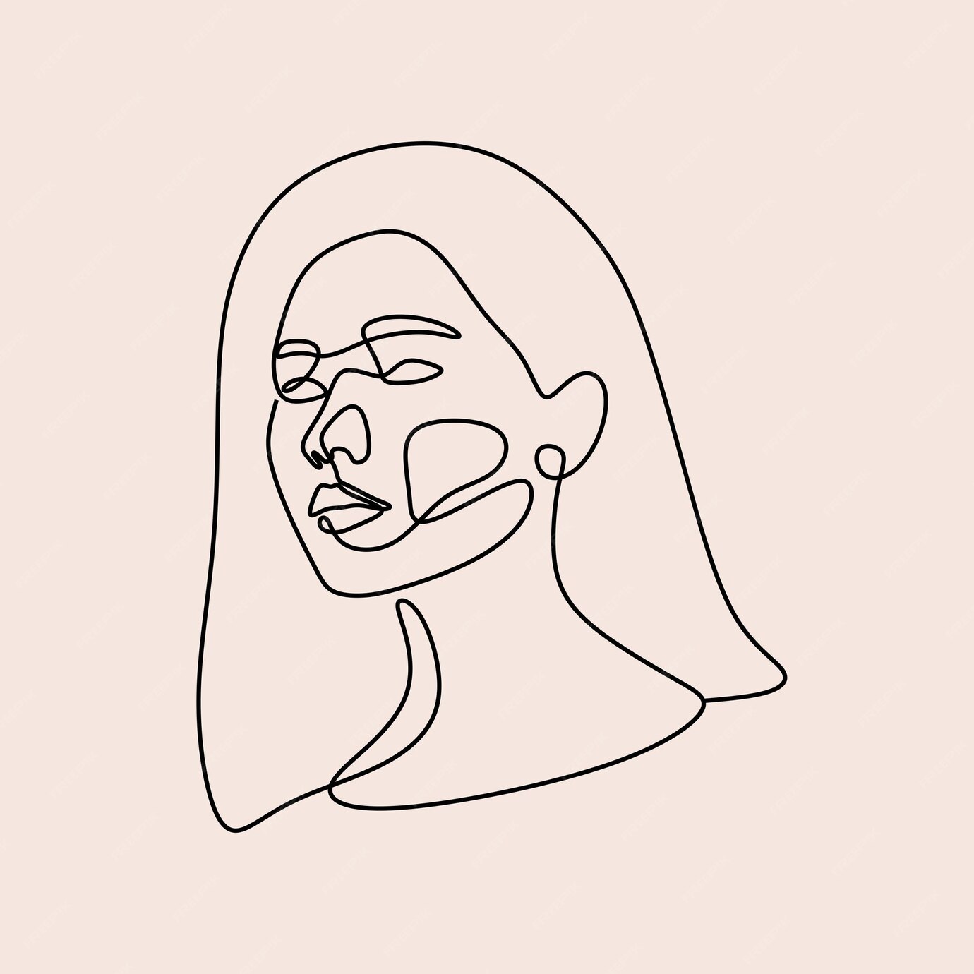 Premium Vector | Woman beautifull face oneline continuous single line art