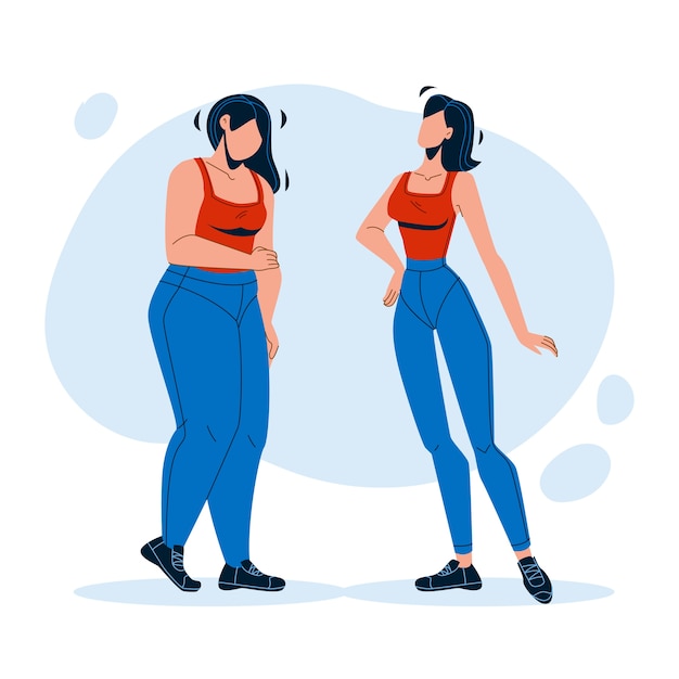 Premium Vector | Woman before and after sportive exercise