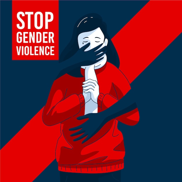 Woman Being Harassed In Gender Violence Illustration Free Vector