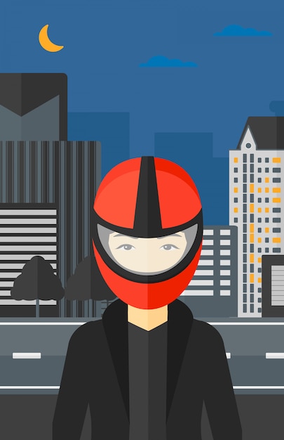 Premium Vector Woman In Biker Helmet