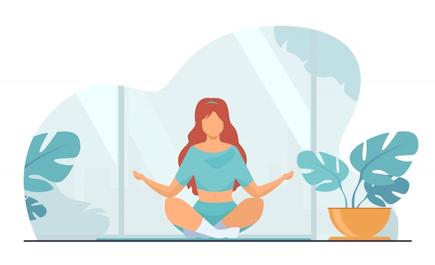 Woman in comfortable posture for meditation Free Vector