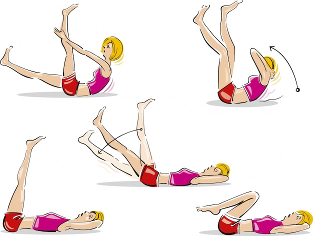 Premium Vector | Woman doing abdominal exercises