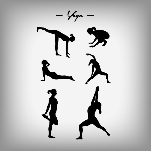 Woman doing yoga silhouettes design