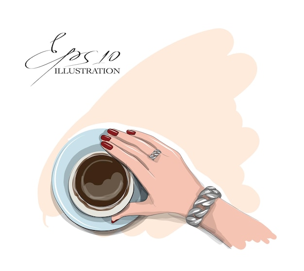 Premium Vector Woman Drinking Coffee Illustration 3273