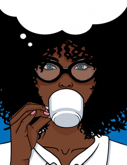 Download Woman drinking a coffee | Premium Vector