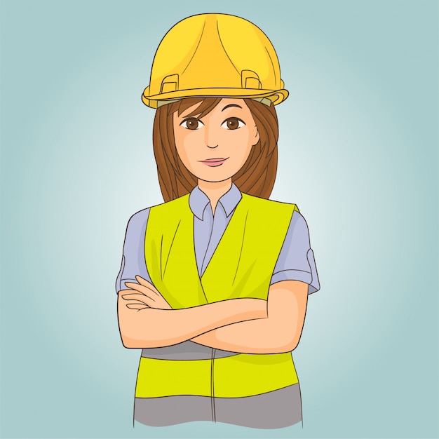 Woman engineer with helmet Vector | Premium Download