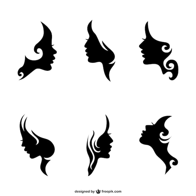 Download Free Vector | Woman face silhouettes