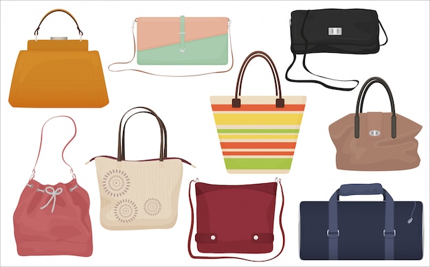 Premium Vector | Woman fashion bags set