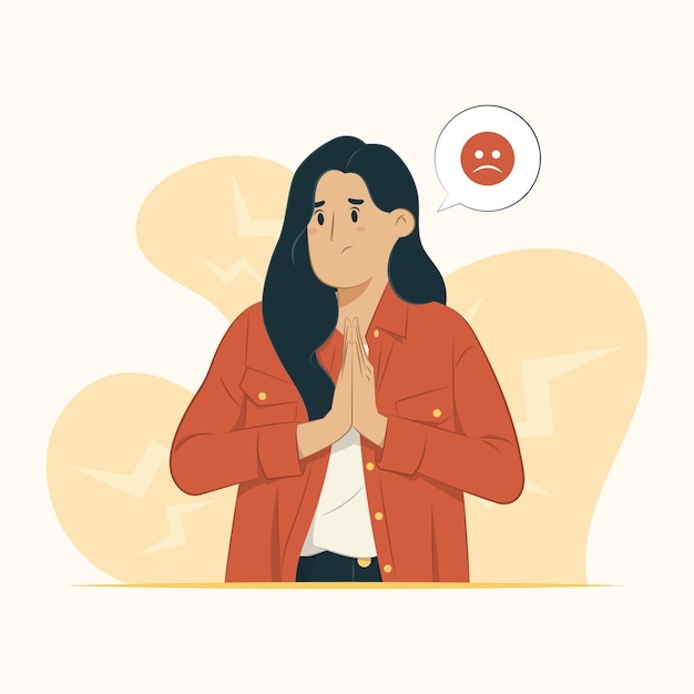 Premium Vector Woman Feeling Sorry Concept Illustration