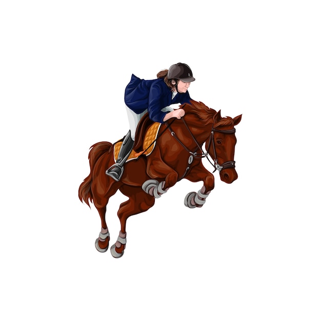 Download Woman, girl riding horses vector illustration, isolated. Vector | Premium Download