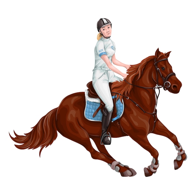 Download Premium Vector | Woman, girl riding horses vector ...