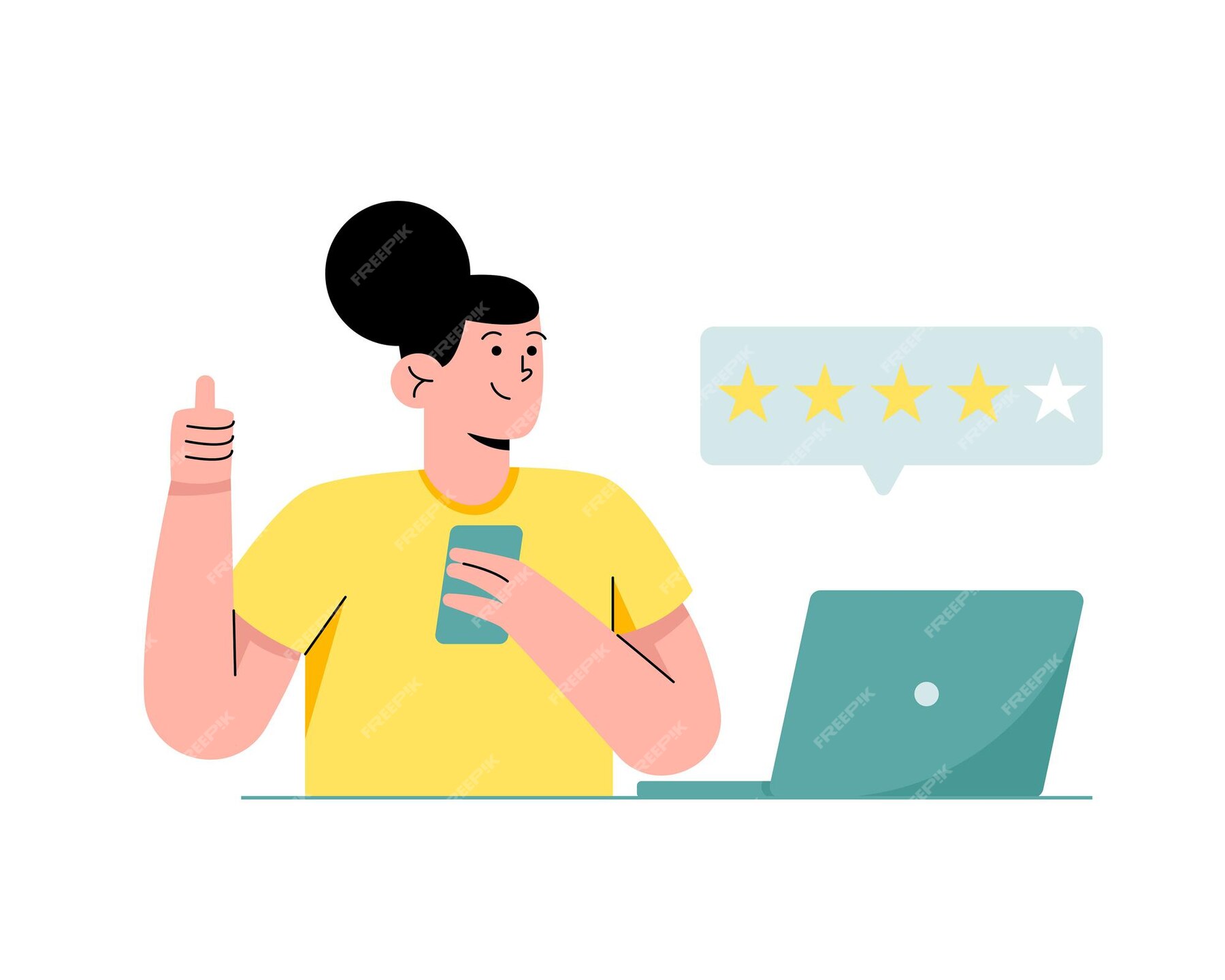 Premium Vector | A woman giving great service for customer