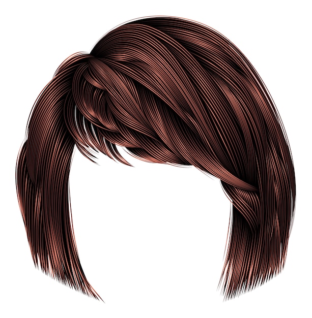 Premium Vector | Woman hairs kare with fringe brown color
